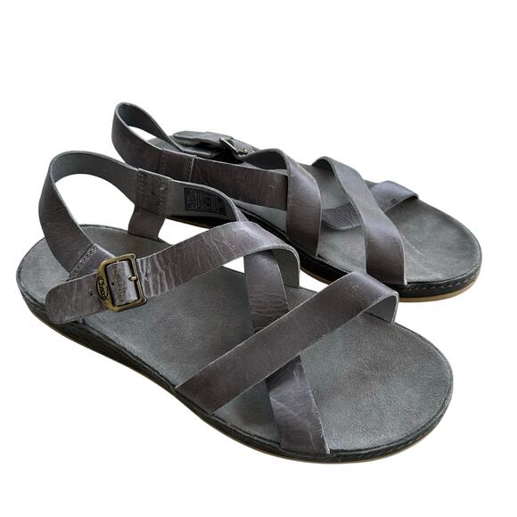 Chaco Wayfarer Classic Z Strap Sandals Women Size 11 Grey Leather Flat Comfort - Picture 1 of 9